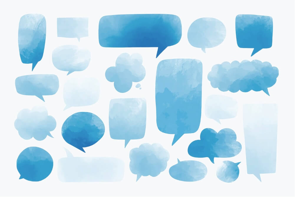 Blue Watercolor Speech Bubbles Free Vector
