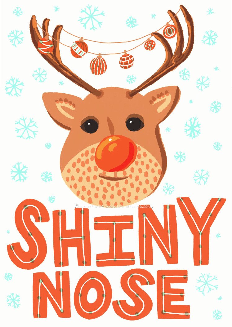 Card Illustration Christmas Reindeer by Sam Osborne