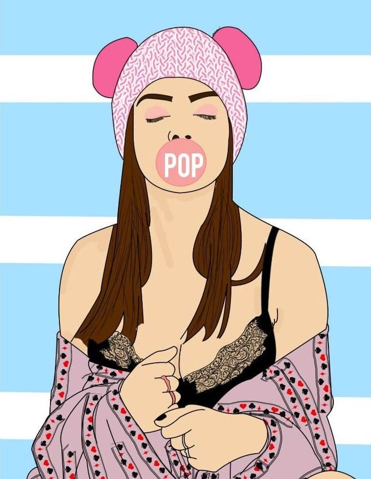 Pop Art Bubble Gum Girl Illustration by Ubongabasi James
