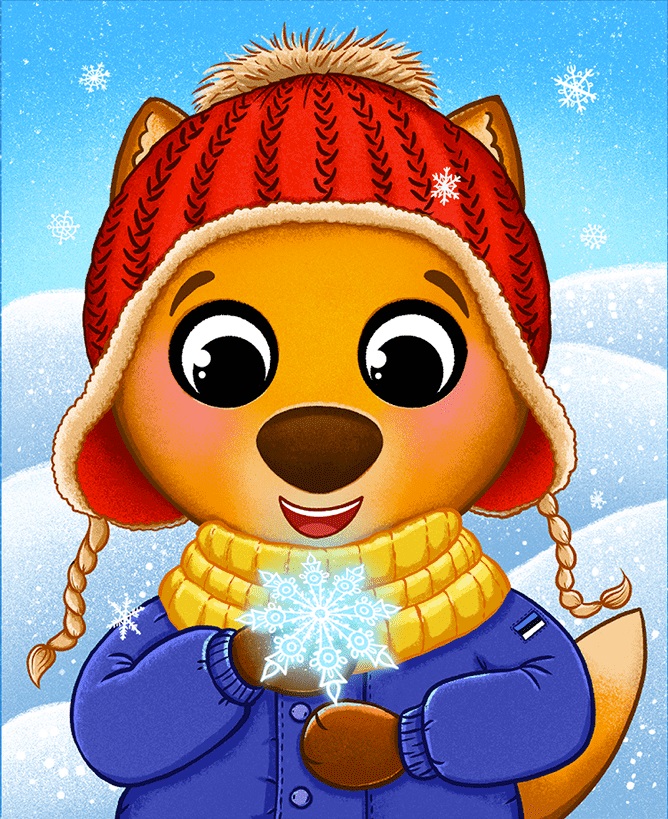 Cute Fox Christmas Illustration by Alena Menshikova