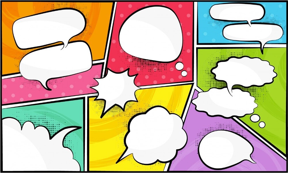 Empty Single & Double Speech Bubbles on Comic Strip Template