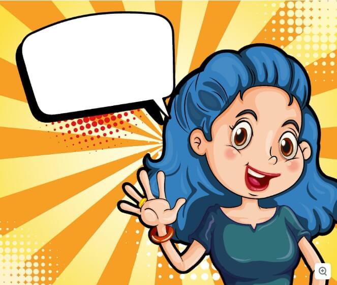 Empty Speech Bubble With Cartoon Girl Waving Free Vector