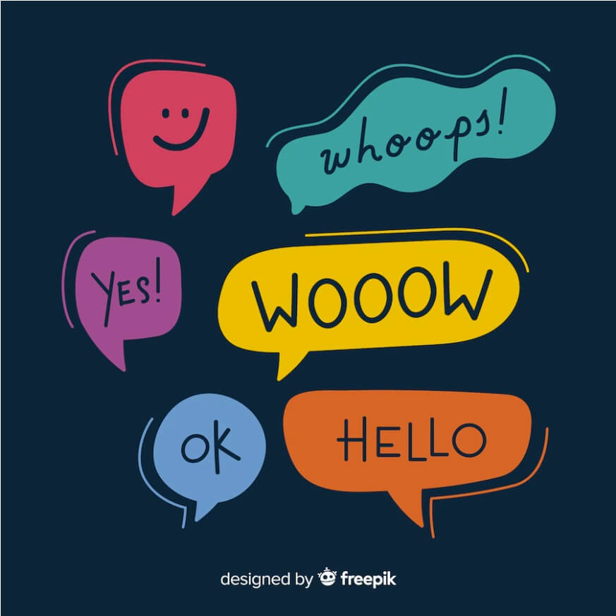 Flat Speech Bubbles with Words Vector