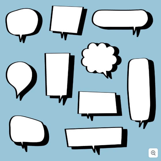 Free Comic Book Speech Bubbles with Shadow Effect