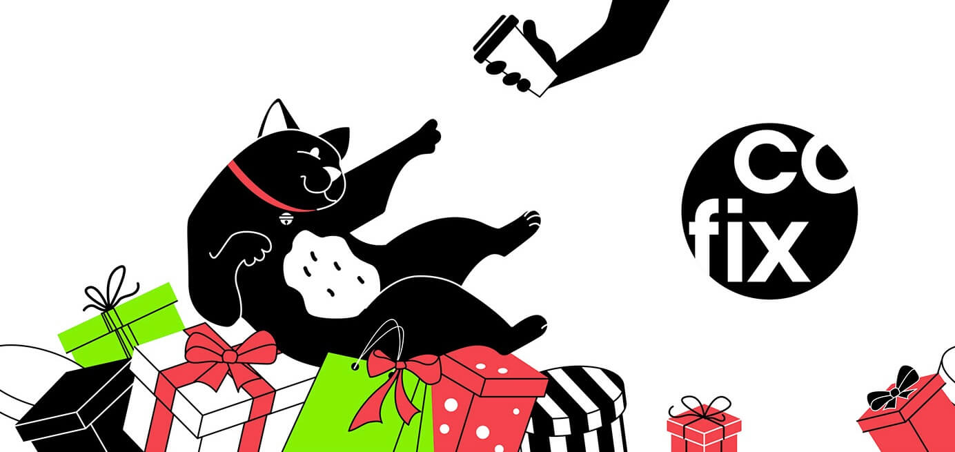 Funny Christmas Cat Illustration by Ilona Loginova