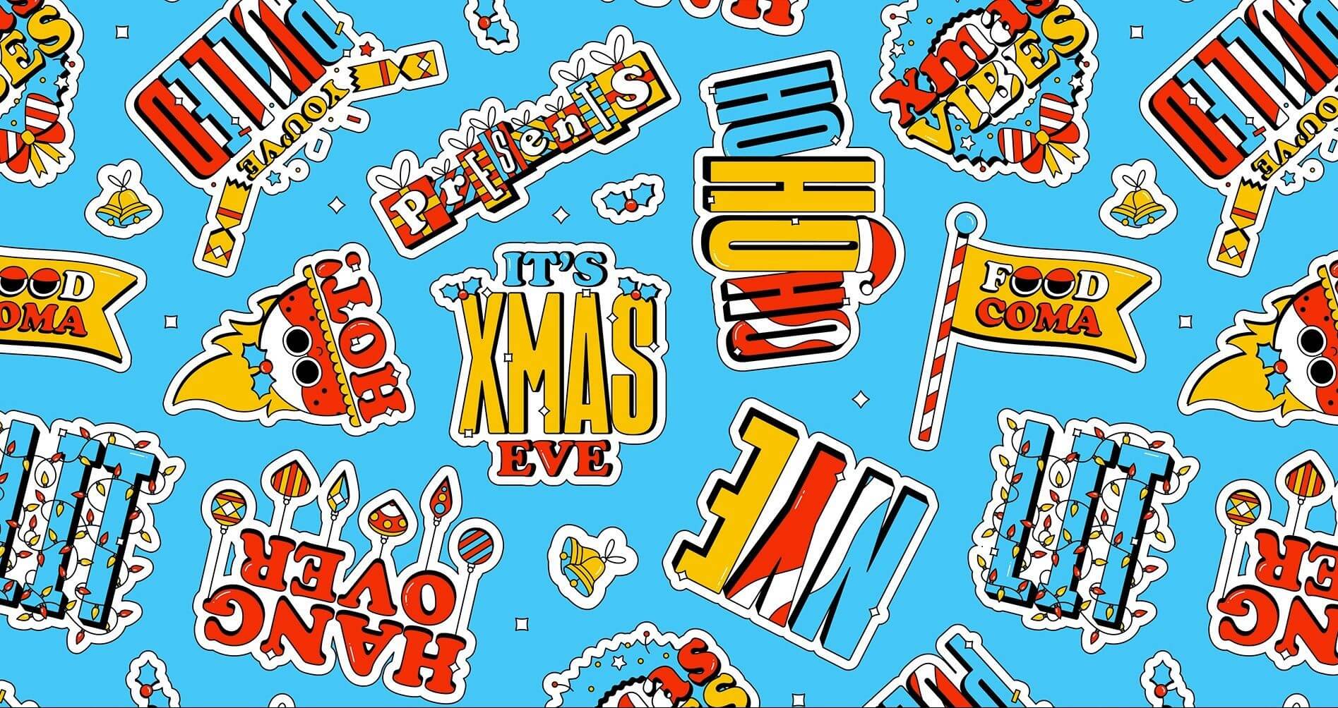 Funny Christmas Illustration Pattern and Gif images by Mat Voyce