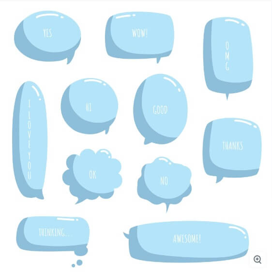 Light Blue Vector Speech Bubbles With Text