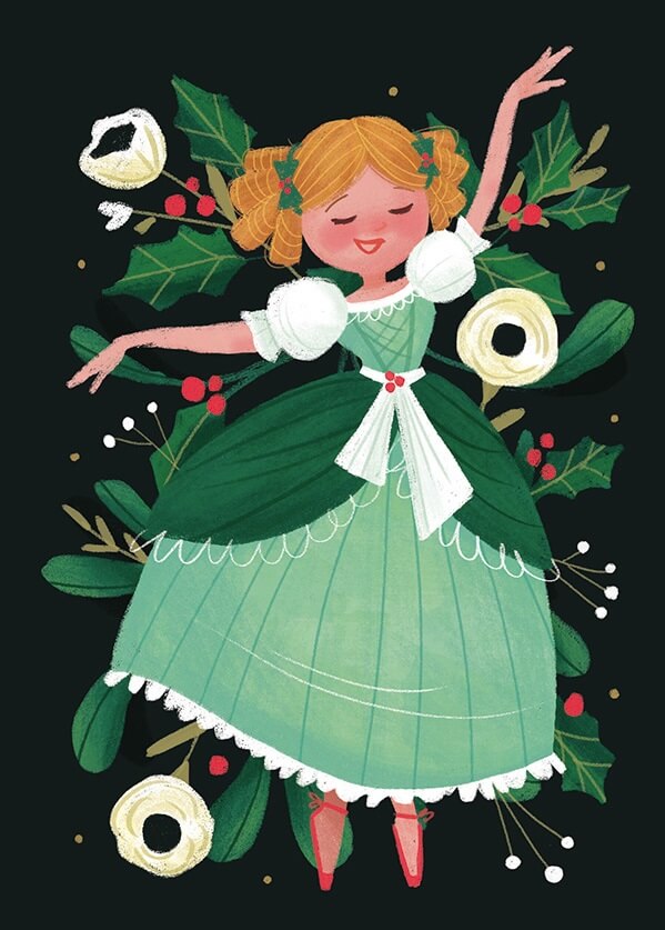 Little Girl with Christmas Dress Illustration by Lindsay Dale-Scott