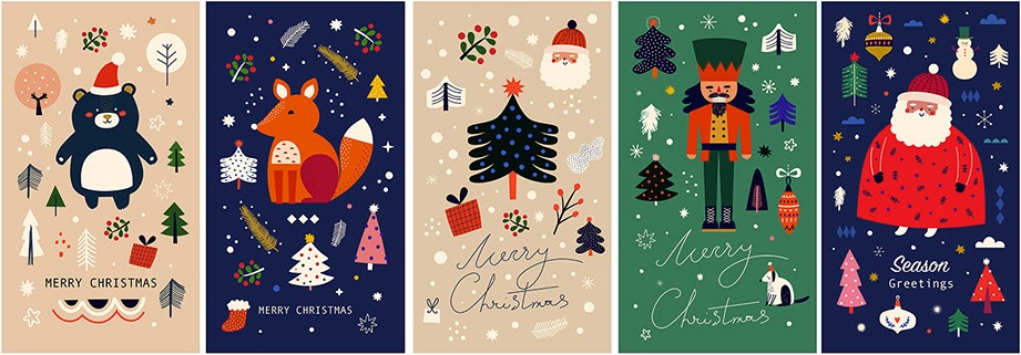 Merry Christmas Card Illustration Ideas by Molesko Studio