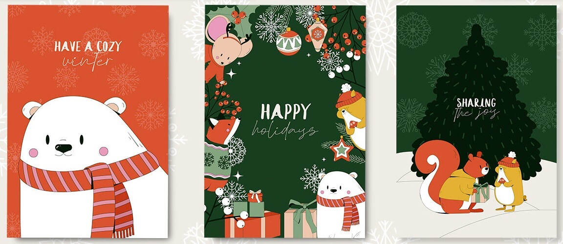 Merry Christmas Greeting Illustration by Maryna Polonska