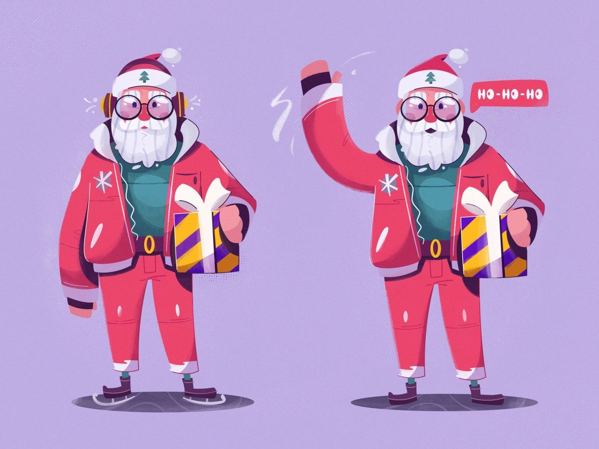 Modern Santa Claus Christmas Illustration by Dmitry Moiseenko