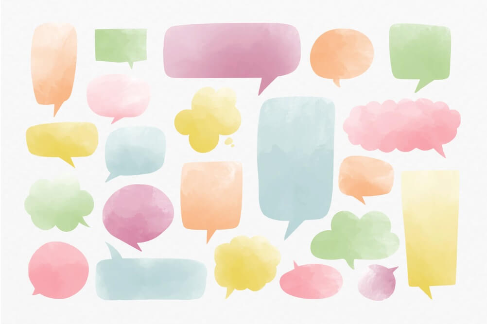 Multi Color Watercolor Speech Balloons