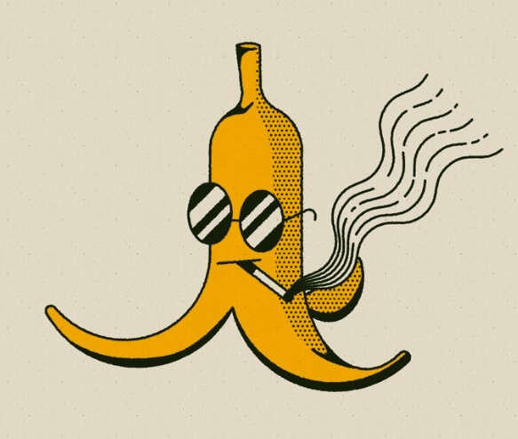 Stylized Pop Art Banana Smoking Illustration by Alaina Johnson