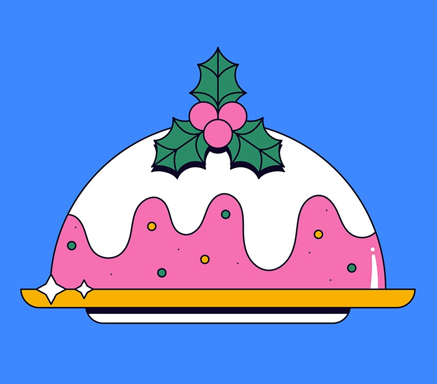Pop Art Christmas Pudding Illustration by Mat Voyce