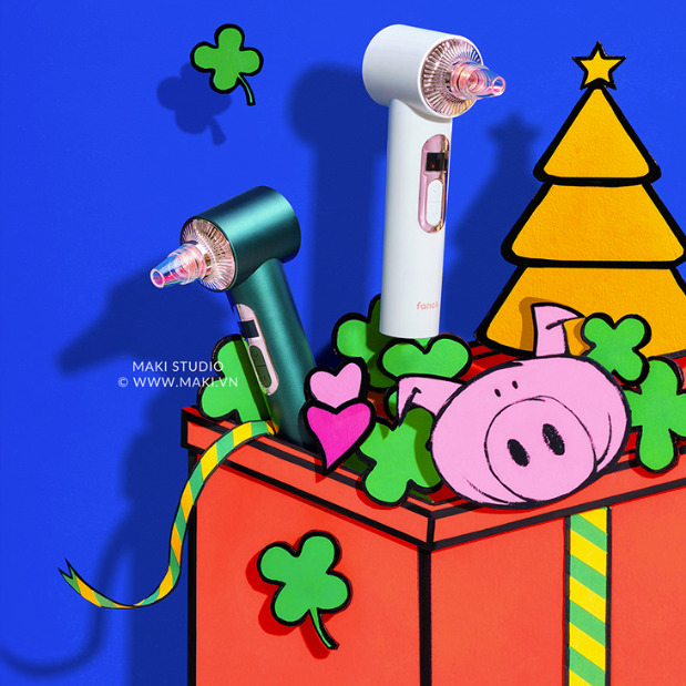 Pop art Christmas Gift Illustration by MAKI Studio