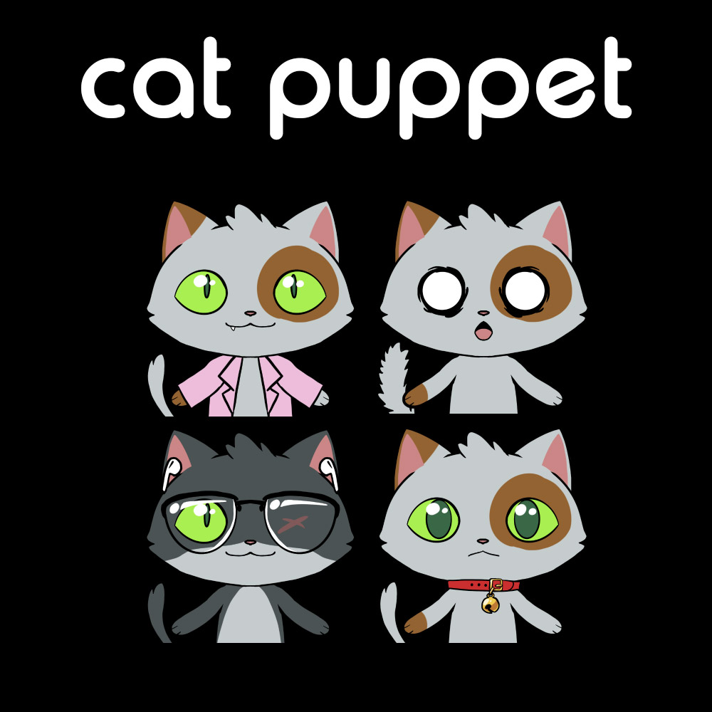 Four cute cat character Animator puppet templates