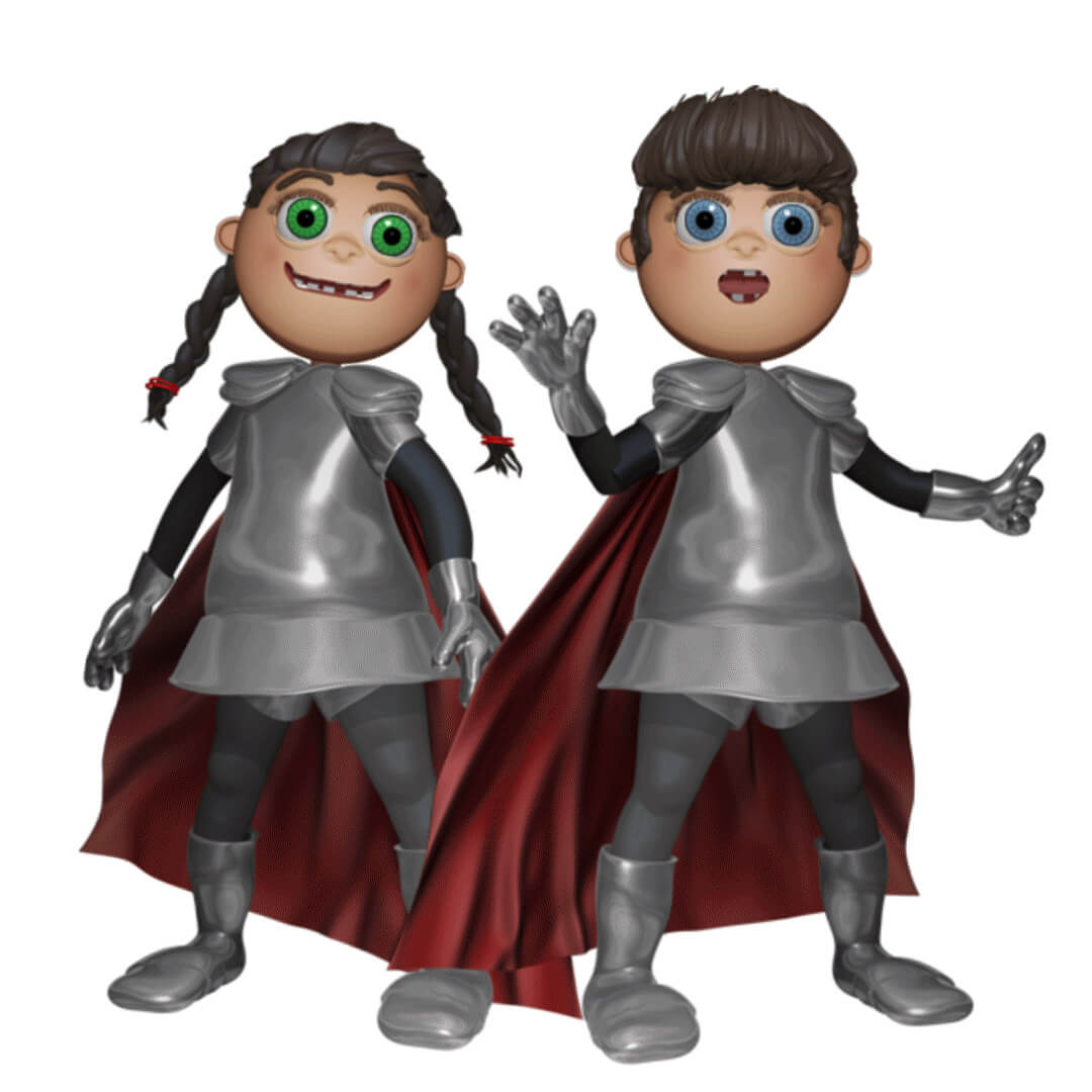 Man and woman knight animated puppets