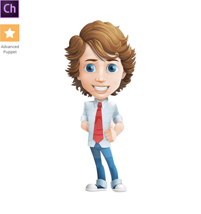 Young business boy character animator puppet