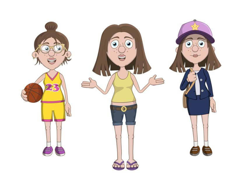 Young summer girls puppet set Character Animator