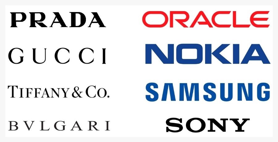 Famous brand logos wordmarks
