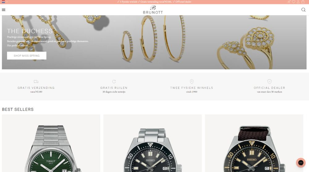 Brunott Jewelry Shopify Website Example