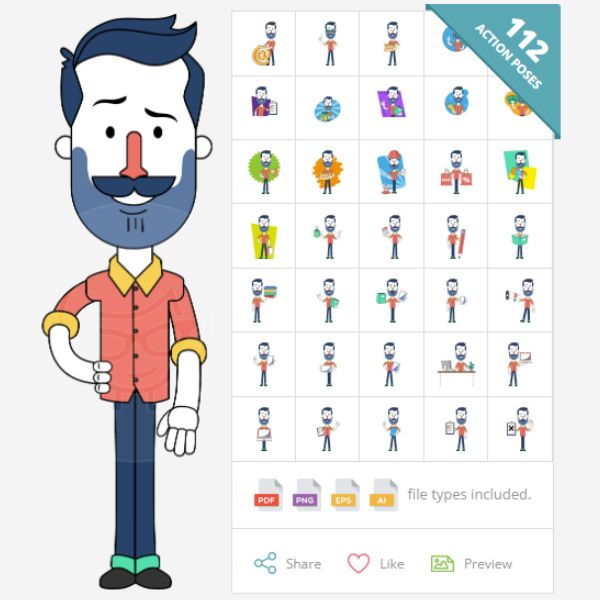 Businessman Simple Vector Character - 112 Poses