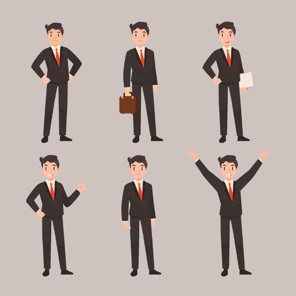 Businessman Vector Set of 6 Poses by Vecteezy