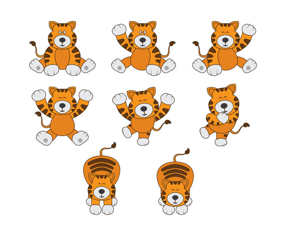 Cartoon Tiger Vector Set by FreeVector