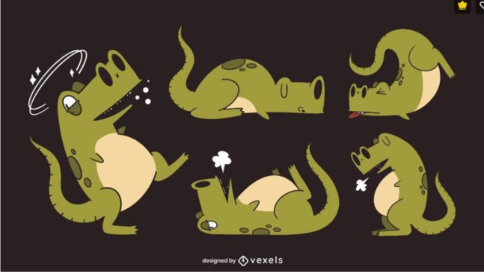 Crocodile Character Set by Vexels