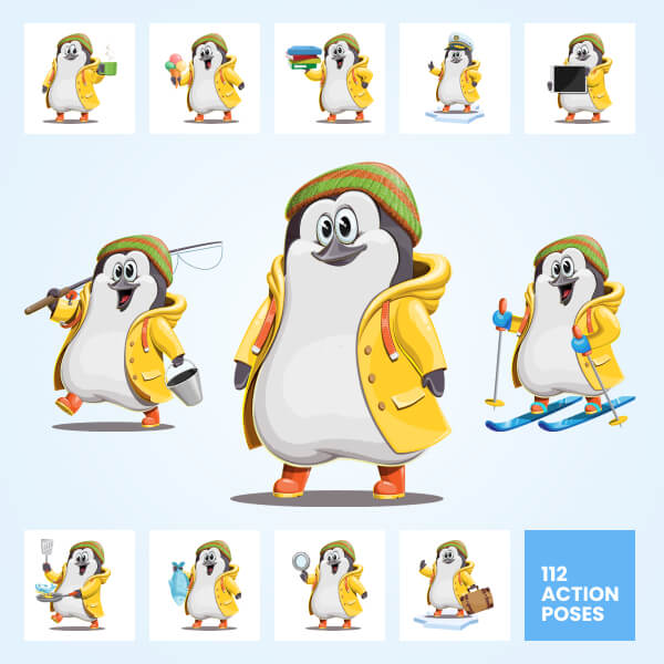 Cute Penguin Cartoon Character - 112 PNG images