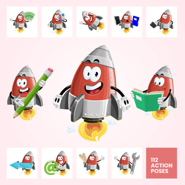 Cute Rocket Cartoon Character - 112 PNG images