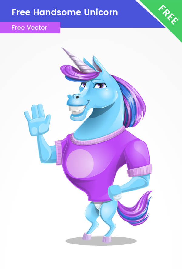 Free Unicorn Waving PNG Character