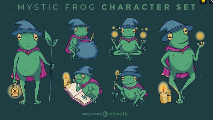 Mystic Frog Character Set by Vexels