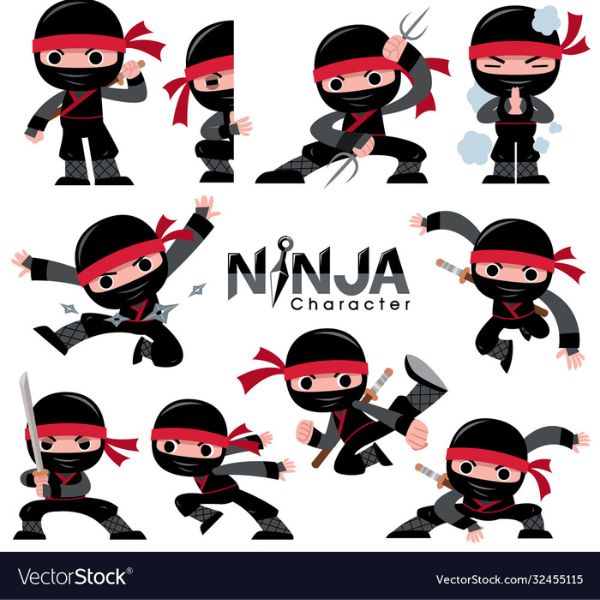 Ninja Vector Character Set by VectorStock