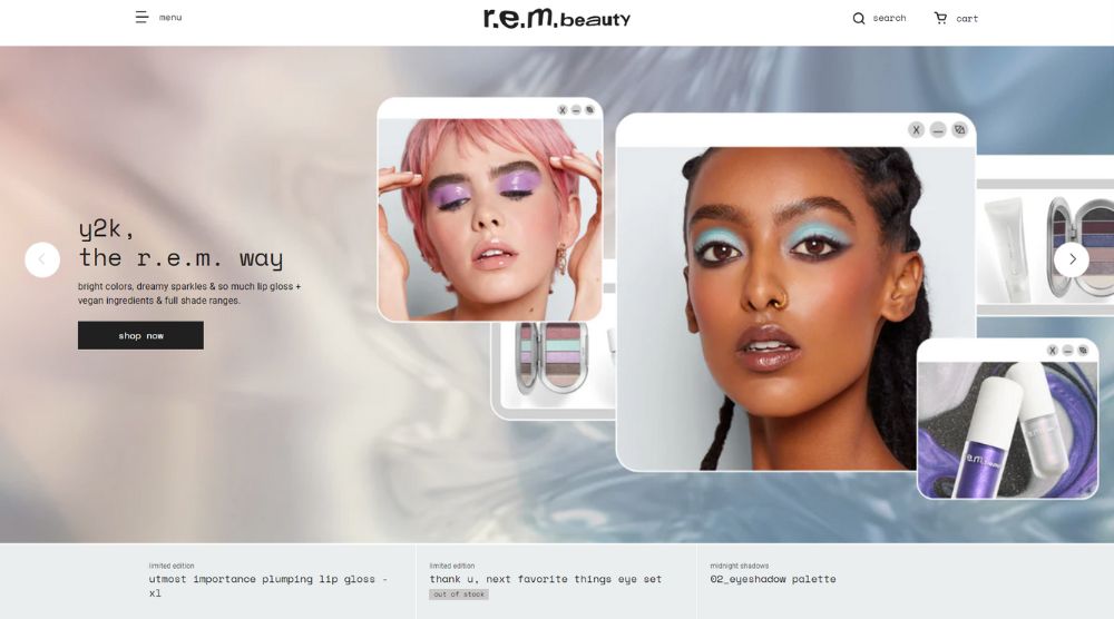 REM beauty Cosmetics Shopify Website Example