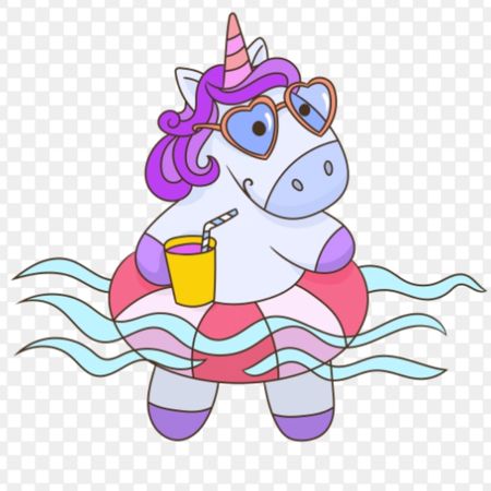 Unicorn character swimming PNG image