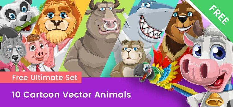 Vector Cartoon Animal Characters by VectorCharacters