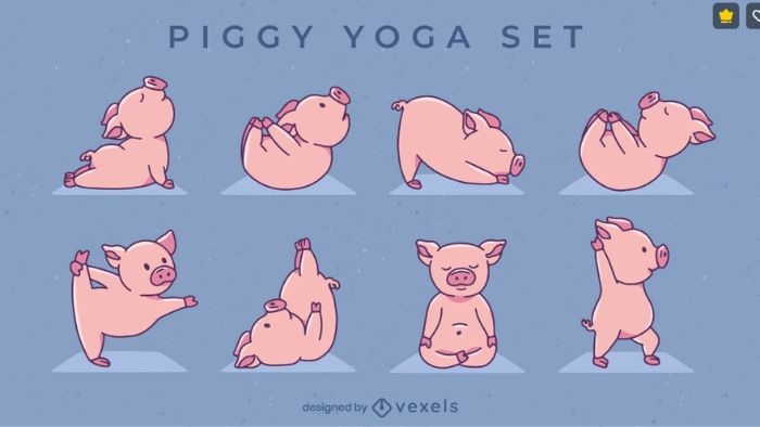 Yoga Pig Character Set by Vexels