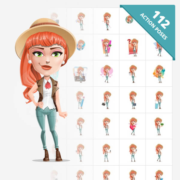 Modern girl female cartoon character PNG 112 images