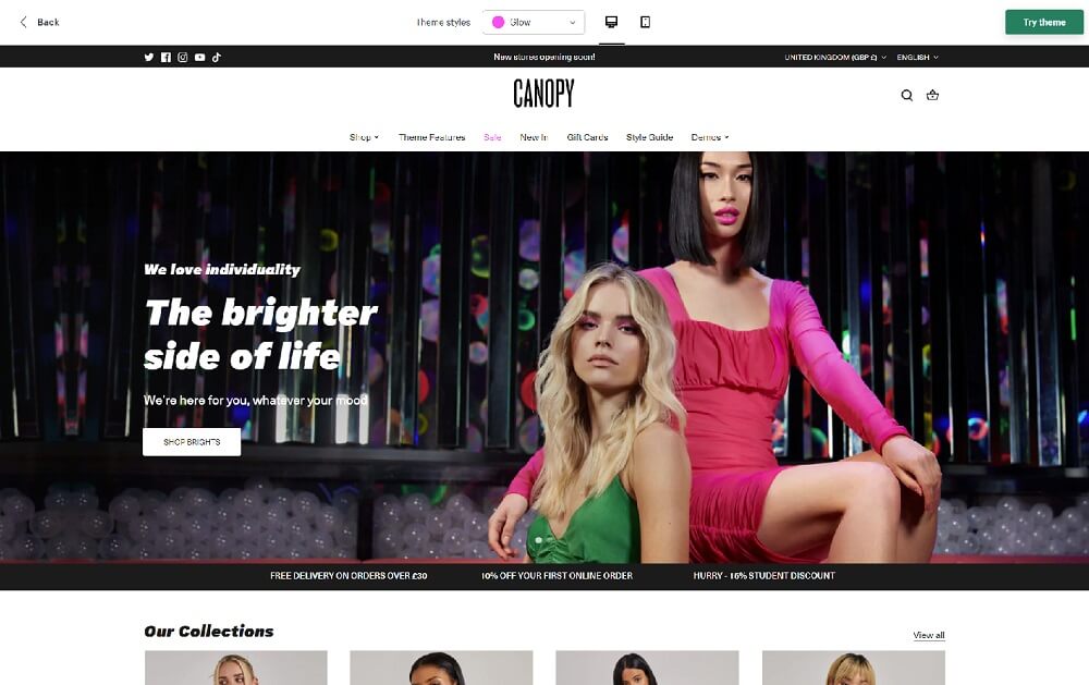 Canopy Glow - Edgy Fashion Shopify Theme