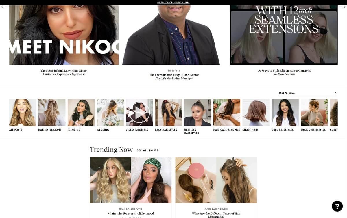 Luxy Hair Shopify Blog Example