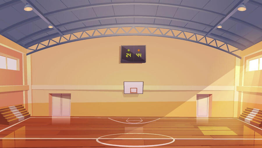 Basketball court field cartoon background