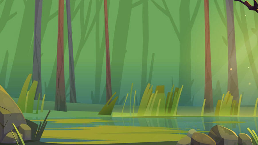 Cartoon forest pond background