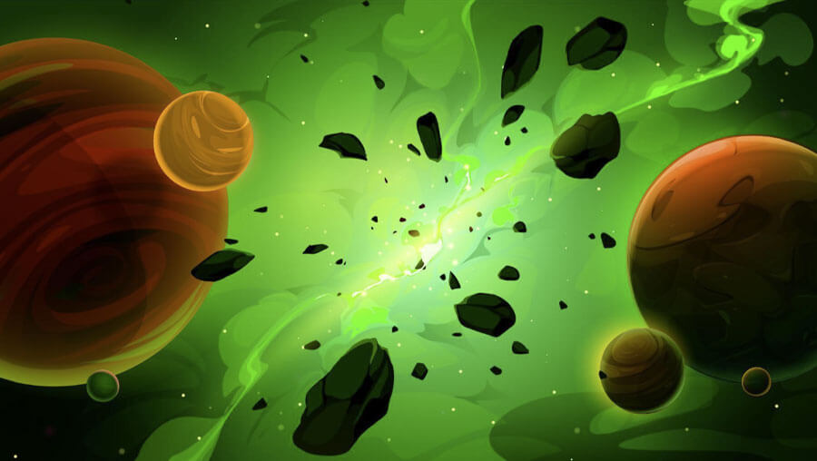 Cartoon space background with glow galaxy nebula