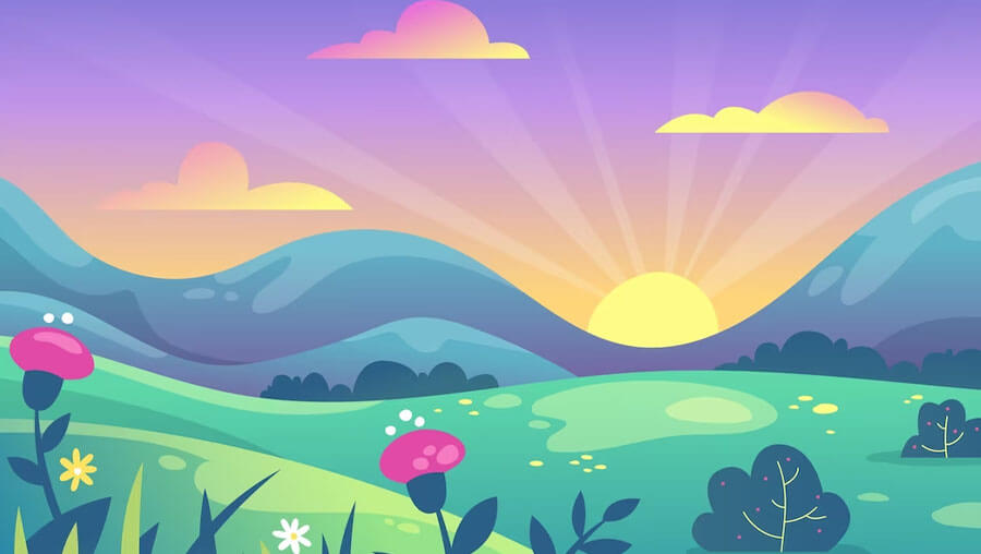 Free colourful cartoon spring landscape background