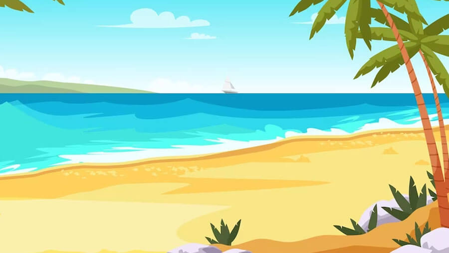 Free tropical island beach illustration