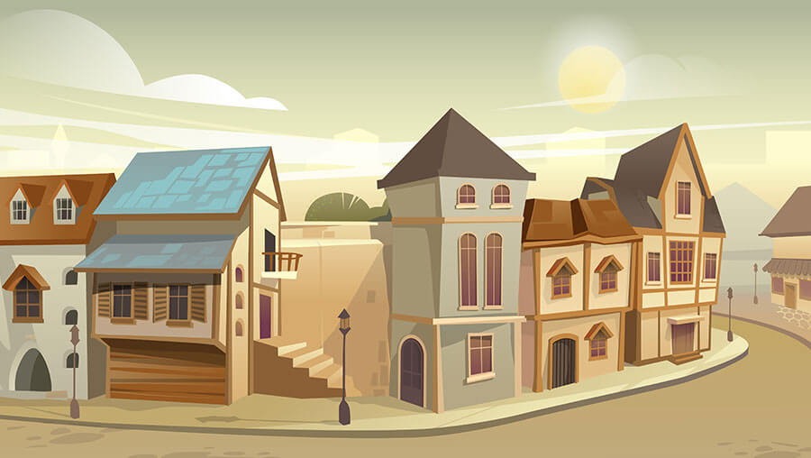 old town cartoon background