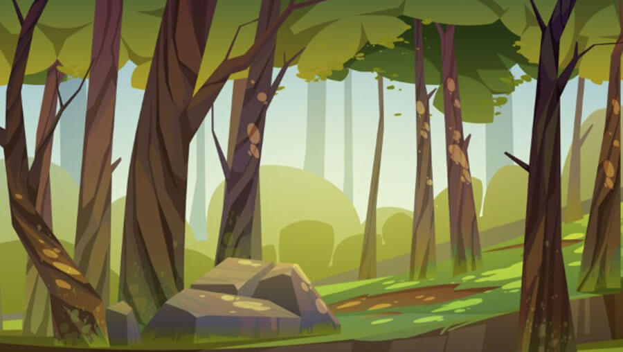 Parallax background with summer forest landscape