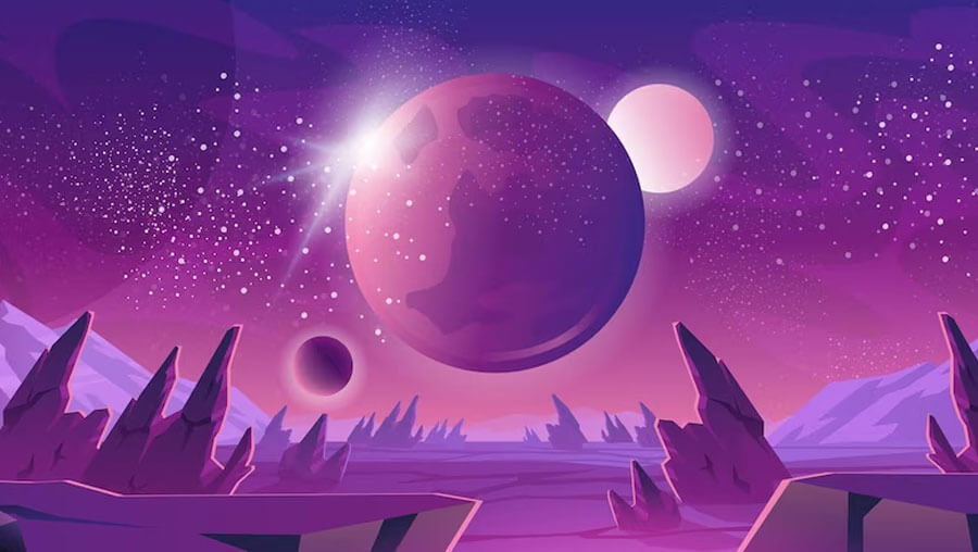 Purple planet landscape background