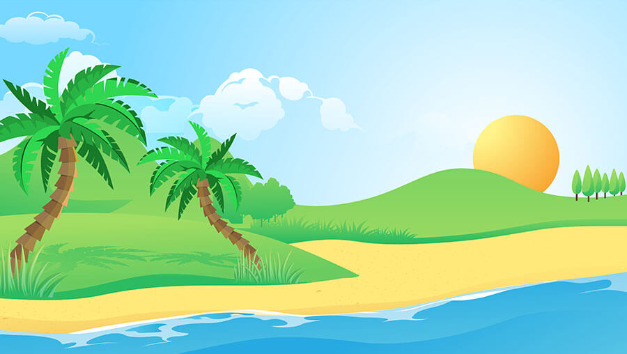 Summer cartoon background free beach landscape